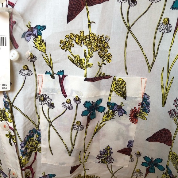 By Anthropologie floral oversized Short-Sleeve Pajama Top size M - Picture 4 of 9